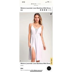 Melena Lavender Lace Backless Midi Dress